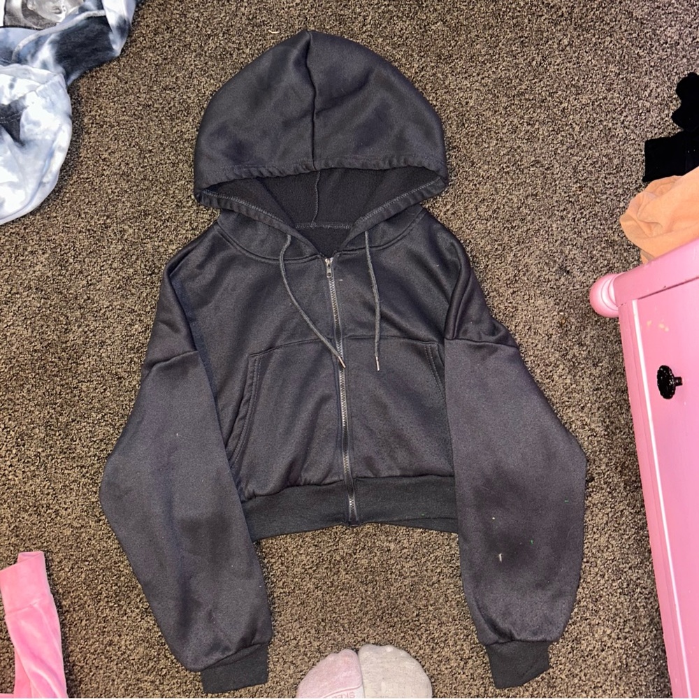 Dark Gray Cropped Hoodie